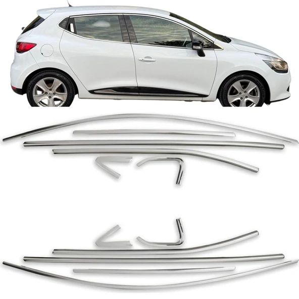 Renault Clio 4 Hb Krom Cam Çıtası Tam Tur 12 Parça 2012-2020 Arası ürün görseli 1