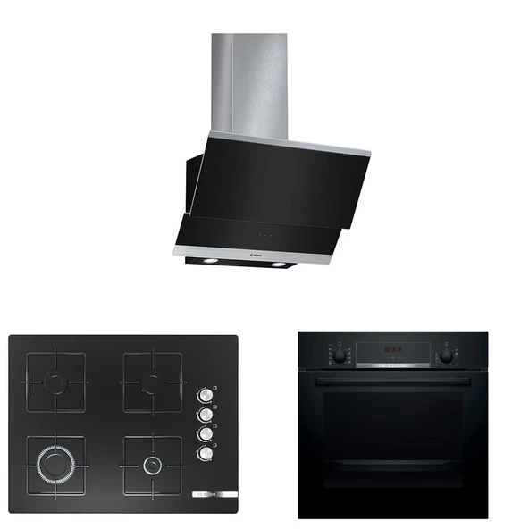 Bosch 3lü (DWK065G60T-POP7C6O12O-HIF534EB0T)siyah Ankastre Set ürün görseli 1
