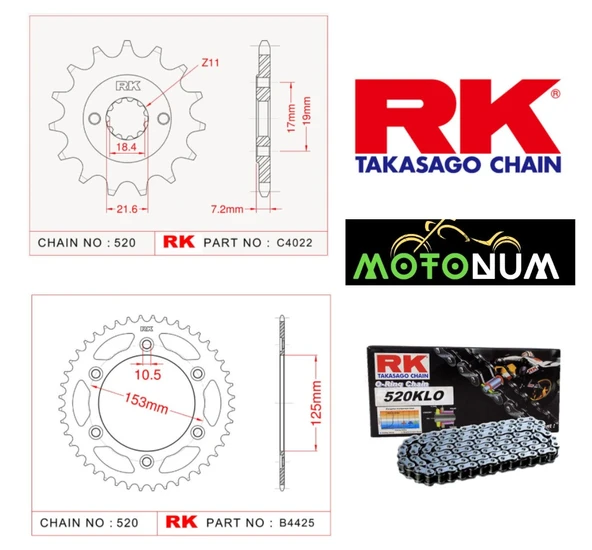 Honda Crf 250 Rk Premium Zincir Dişli Seti - Yüksek Performans Ve Uzun Ömür ürün görseli 1