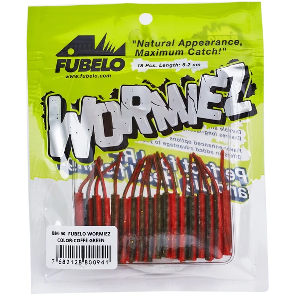 Fubelo Wormiez 5.2cm 18 Adet Lrf Silikonu  Coffe Green ürün görseli 1
