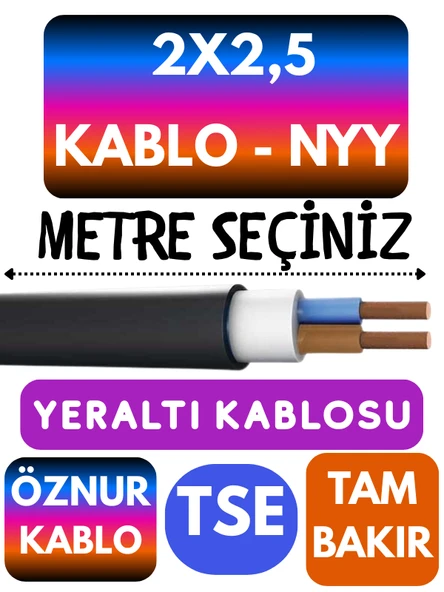 Öznur 2X2,5 NYY (Yeraltı Kablosu) Metre Seçenekli ürün görseli 1