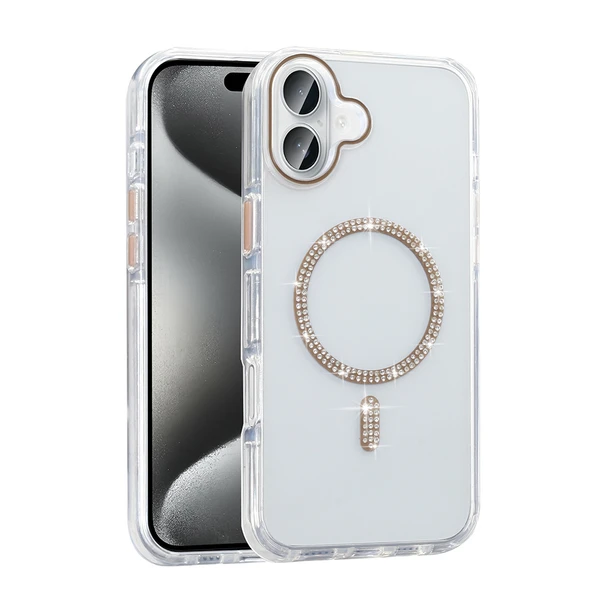 iPhone 16 Pro Kılıf Taşlı Tasarım Kablosuz Şarj Özellikli Koment Silikon Kapak ürün görseli 1