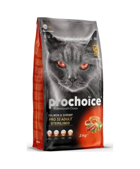 Prochoice Pro 33 Sterilised Somonlu ve Karidesli Kısırlaştırılmış Yetişkin Kedi Maması 2 KG ürün görseli 1