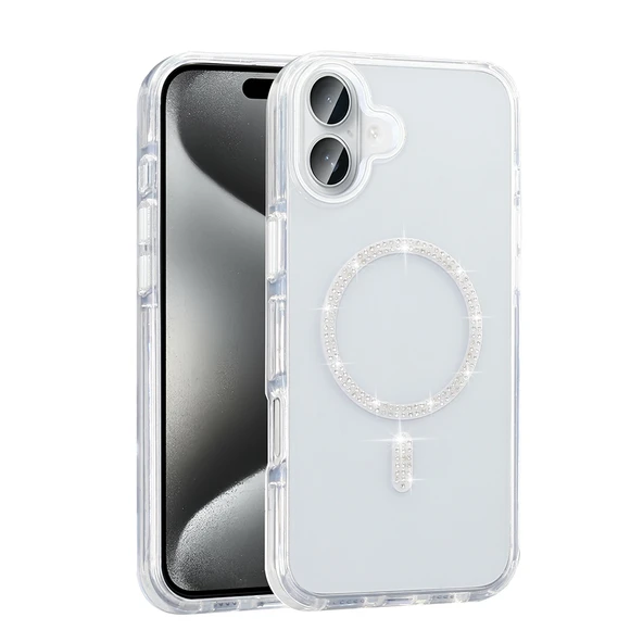 iPhone 16 Pro Max Kılıf Taşlı Tasarım Kablosuz Şarj Özellikli Koment Silikon Kapak ürün görseli 1