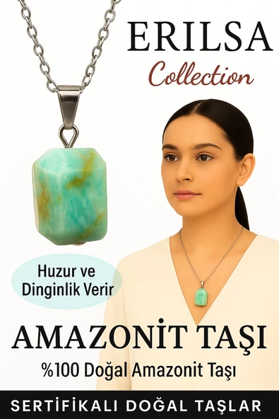 Sertifikalı Fasetli Amazonit Taşı Kolye – Huzur ve Dinginlik Veren Doğal Taş ürün görseli 1