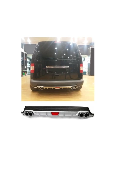 OTO H.İ.T. VOLKSWAGEN CADDY UYUMLU BODY KİT DİFÜZÖR 4 ÇIKIŞ YUVARLAK GRİ MODEL 1 ürün görseli 1
