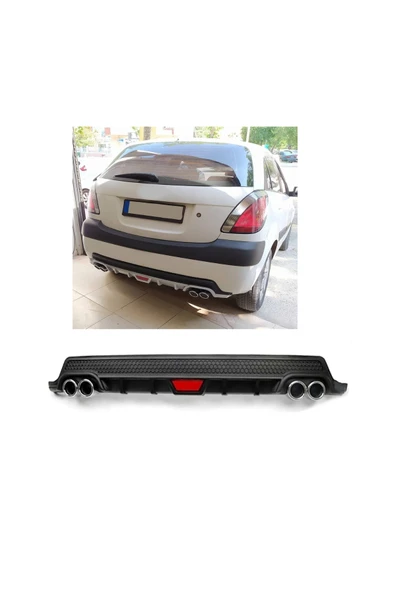 OTO H.İ.T. KİA RİO HATCHBACK UYUMLU BODY KİT DİFÜZÖR 4 ÇIKIŞ YUVARLAK SİYAH MODEL 2 ürün görseli 1