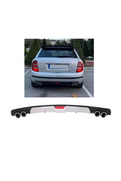 OTO H.İ.T. SKODA FABİA MK1 UYUMLU BODY KİT DİFÜZÖR 4 ÇIKIŞ GRİ YUVARLAK ürün görseli 1