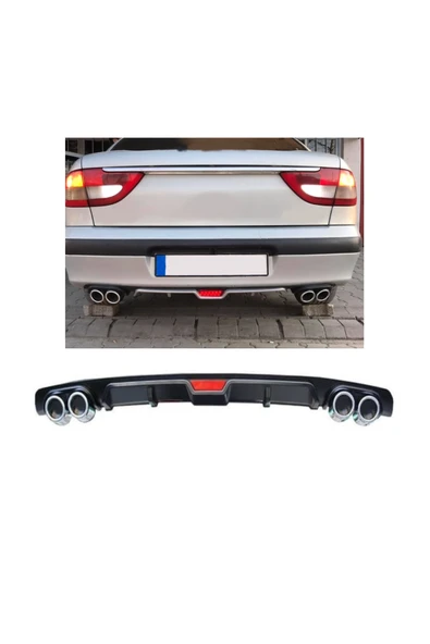 OTO H.İ.T. RENAULT MEGANE 1 UYUMLU BODY KİT DİFÜZÖR 4 ÇIKIŞ SİYAH YUVARLAK ürün görseli 1