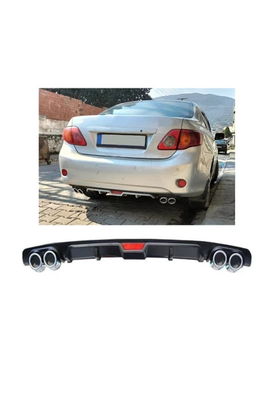 OTO H.İ.T. TOYOTA COROLLA 06-12 UYUMLU BODY KİT DİFÜZÖR 4 ÇIKIŞ SİYAH YUVARLAK ürün görseli 1