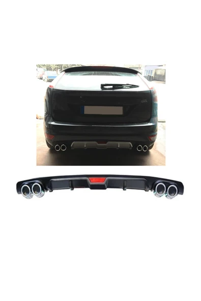 OTO H.İ.T. FORD FOCUS 2,5 HATCHBACK UYUMLU BODY KİT DİFÜZÖR 4 ÇIKIŞ SİYAH YUVARLAK ürün görseli 1