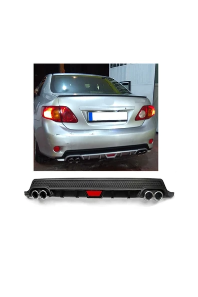 OTO H.İ.T. TOYOTA COROLLA 06-10 UYUMLU BODY KİT DİFÜZÖR 4 ÇIKIŞ YUVARLAK SİYAH MODEL 2 ürün görseli 1