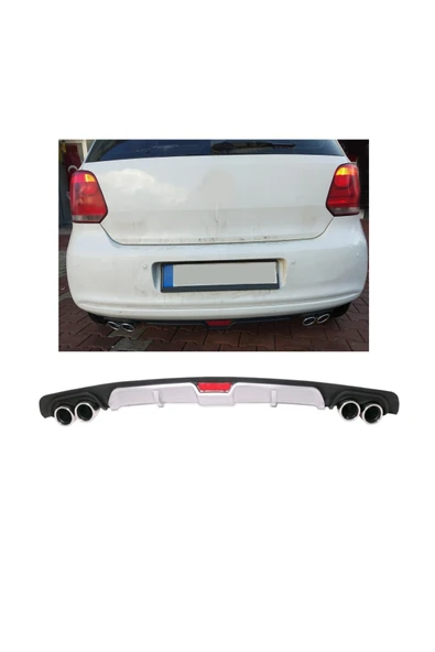 OTO H.İ.T. VOLKSWAGEN POLO MK5 UYUMLU BODY KİT DİFÜZÖR 4 ÇIKIŞ GRİ YUVARLAK ürün görseli 1