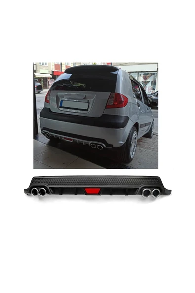 OTO H.İ.T. HYUNDAİ GETZ MAKYAJLI UYUMLU BODY KİT DİFÜZÖR 4 ÇIKIŞ YUVARLAK SİYAH MODEL 2 ürün görseli 1
