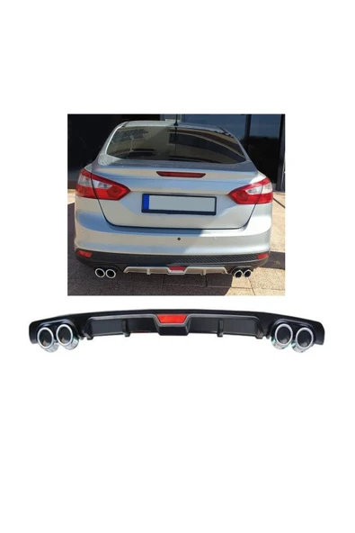 OTO H.İ.T. FORD FOCUS 3 UYUMLU BODY KİT DİFÜZÖR 4 ÇIKIŞ SİYAH YUVARLAK ürün görseli 1