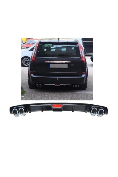 OTO H.İ.T. FORD C MAX UYUMLU BODY KİT DİFÜZÖR 4 ÇIKIŞ SİYAH YUVARLAK ürün görseli 1