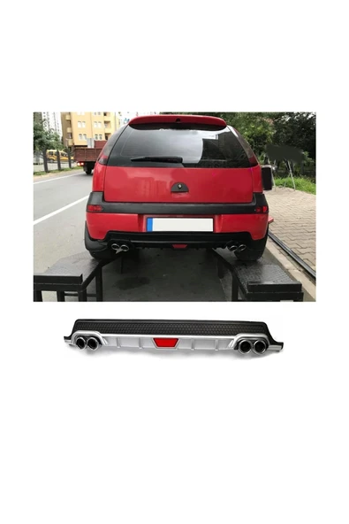 OTO H.İ.T. OPEL CORSA C UYUMLU BODY KİT DİFÜZÖR 4 ÇIKIŞ YUVARLAK GRİ MODEL 1 ürün görseli 1