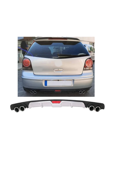 OTO H.İ.T. VOLKSWAGEN POLO 04-09 UYUMLU BODY KİT DİFÜZÖR 4 ÇIKIŞ GRİ YUVARLAK ürün görseli 1