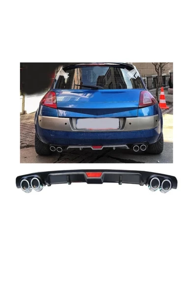 OTO H.İ.T. RENAULT MEGANE 2 HATCHBACK UYUMLU BODY KİT DİFÜZÖR 4 ÇIKIŞ SİYAH YUVARLAK ürün görseli 1