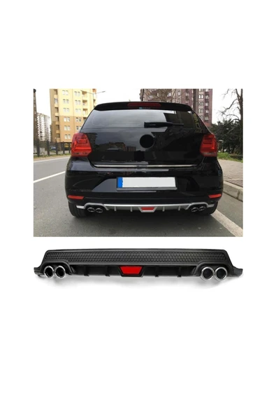 OTO H.İ.T. VOLKSWAGON POLO MK5 UYUMLU BODY KİT DİFÜZÖR 4 ÇIKIŞ YUVARLAK SİYAH MODEL 2 ürün görseli 1