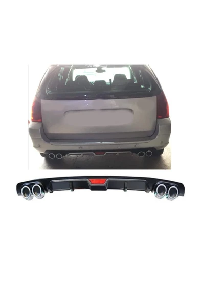 OTO H.İ.T. PEUGEOT 307 STATİON UYUMLU BODY KİT DİFÜZÖR 4 ÇIKIŞ SİYAH YUVARLAK ürün görseli 1