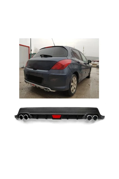 OTO H.İ.T. PEUGEOT 308 UYUMLU BODY KİT DİFÜZÖR 4 ÇIKIŞ YUVARLAK SİYAH MODEL 2 ürün görseli 1
