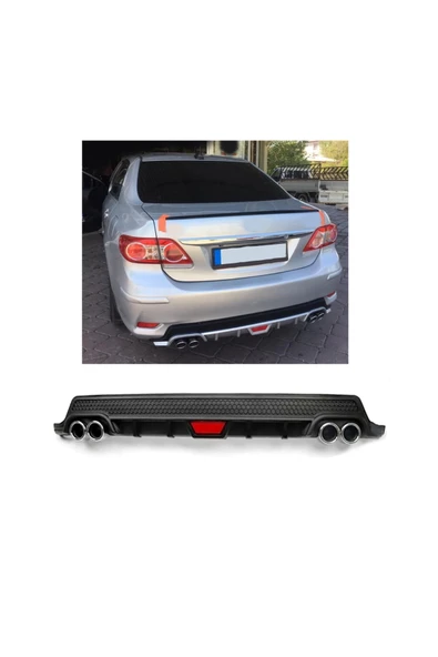OTO H.İ.T. TOYOTA COROLLA 10-12 UYUMLU BODY KİT DİFÜZÖR 4 ÇIKIŞ YUVARLAK SİYAH MODEL 2 ürün görseli 1