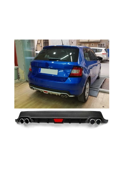 OTO H.İ.T. SKODA FABİA YENİ KASA UYUMLU BODY KİT DİFÜZÖR 4 ÇIKIŞ YUVARLAK SİYAH MODEL 2 ürün görseli 1