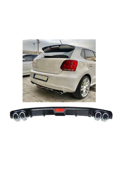 OTO H.İ.T. VOLKSWAGEN POLO MK5 UYUMLU BODY KİT DİFÜZÖR 4 ÇIKIŞ SİYAH YUVARLAK ürün görseli 1