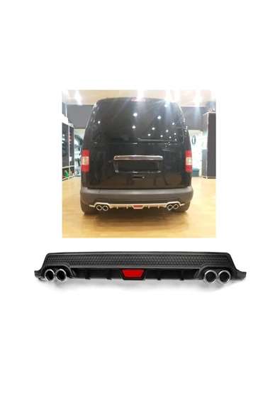 OTO H.İ.T. VOLKSWAGEN CADDY MK2 UYUMLU BODY KİT DİFÜZÖR 4 ÇIKIŞ YUVARLAK SİYAH MODEL 2 ürün görseli 1