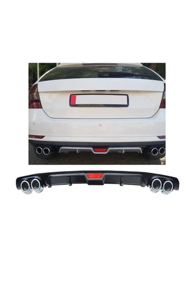 OTO H.İ.T. SKODA RAPİD HATCHBACK UYUMLU BODY KİT DİFÜZÖR 4 ÇIKIŞ SİYAH YUVARLAK ürün görseli 1