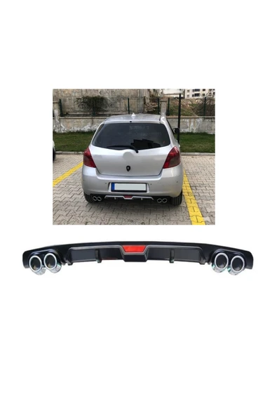 OTO H.İ.T. TOYOTA YARİS UYUMLU BODY KİT DİFÜZÖR 4 ÇIKIŞ SİYAH YUVARLAK ürün görseli 1