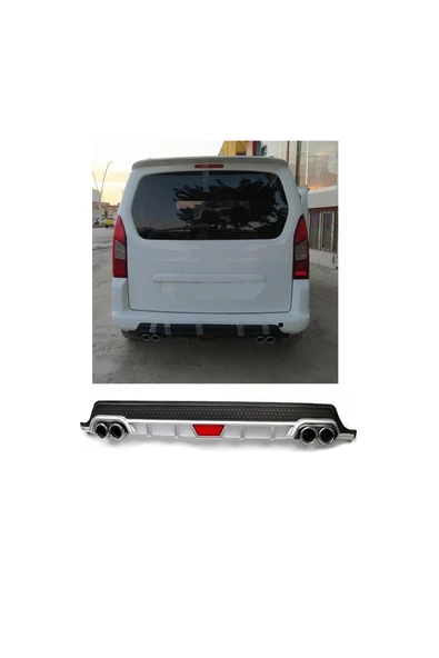 OTO H.İ.T. PEUGEOT PARTNER UYUMLU BODY KİT DİFÜZÖR 4 ÇIKIŞ YUVARLAK GRİ MODEL 1 ürün görseli 1