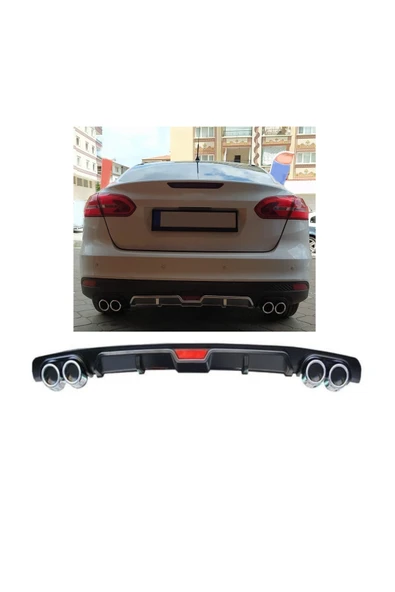 OTO H.İ.T. FORD FOCUS 4 UYUMLU BODY KİT DİFÜZÖR 4 ÇIKIŞ SİYAH YUVARLAK ürün görseli 1