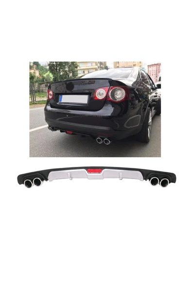 OTO H.İ.T. VOLKSWGEN JETTA UYUMLU BODY KİT DİFÜZÖR 4 ÇIKIŞ GRİ YUVARLAK ürün görseli 1