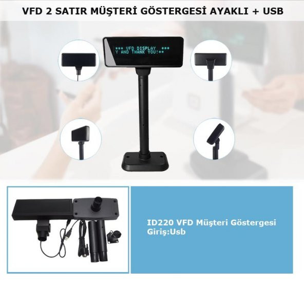 Vfd 2 Satır Müşteri Göstergesi Ayaklı + USB - Resim 3
