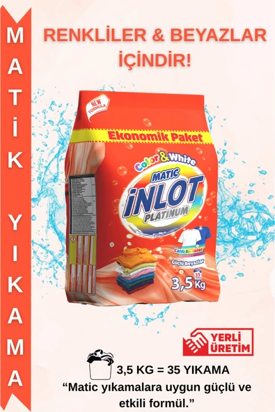 İNLOTMATİC İNLOTMATİK Beyazlar ve Renkliler için 3,5 Kg Çamaşır Deterjanı/Matik/Toz Deterjan ürün görseli 1