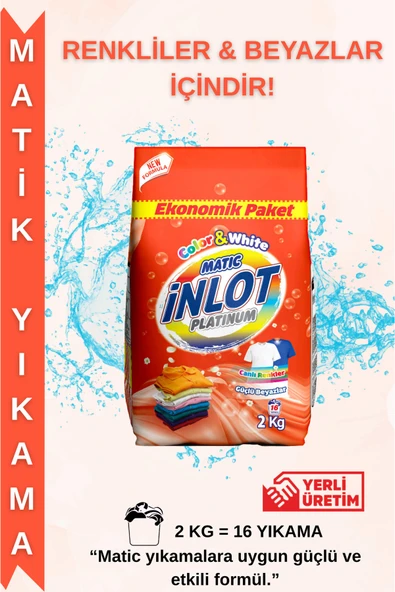 İNLOTMATİC Beyazlar ve Renkliler için 2 Kg Çamaşır Deterjanı/Matik/Toz Deterjan ürün görseli 1