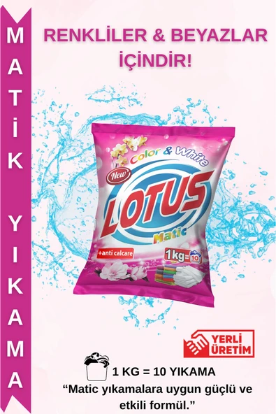 Lotus 1 kg Toz Çamaşır Deterjanı – Hem Beyazlarda Işıltı, Hem Renklilerde Renk Canlılığı ürün görseli 1