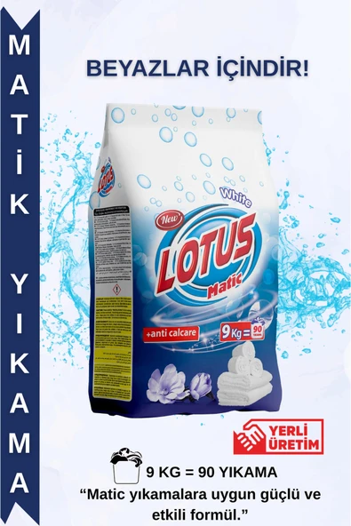 LOTUSMATİC Lotus Matic Beyazlar Için Çamaşır Deterjanı 9 Kg/matik/toz Deterjan ürün görseli 1