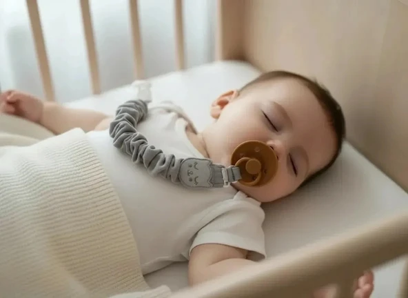 Babyjem Bürümcüklü Emzik Askısı Gri ürün görseli 1