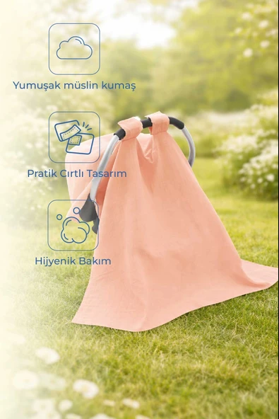 Babyjem Çok Amaçlı Müslin Ana Kucağı Örtüsü Somon ürün görseli 1
