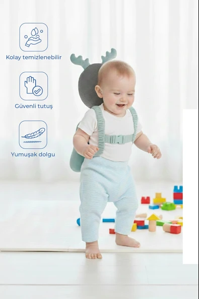 Babyjem Bebek Melek Kanadı Koruma Yastığı Yeşil Kadife ürün görseli 1