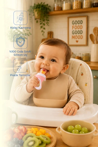 Babyjem Silikon Uçlu Meyve Sebze Emziği Pembe ürün görseli 1