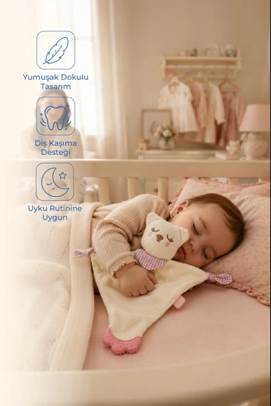 Babyjem Diş Kaşıyıcılı Sevimli Uyku Arkadaşım Pembe ürün görseli 1