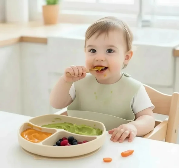 Babyjem Vakum Tabanlı Silikon Tabak Ekru - Bpa Içermez ürün görseli 1