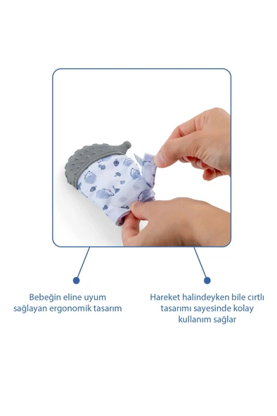 Babyjem Diş Kaşıma Eldiveni, Gri - Resim 5