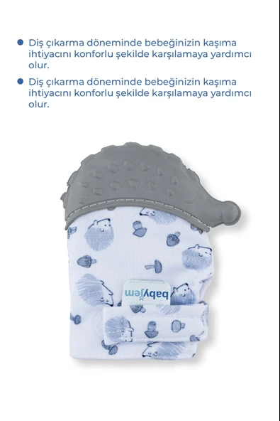 Babyjem Diş Kaşıma Eldiveni, Gri - Resim 3