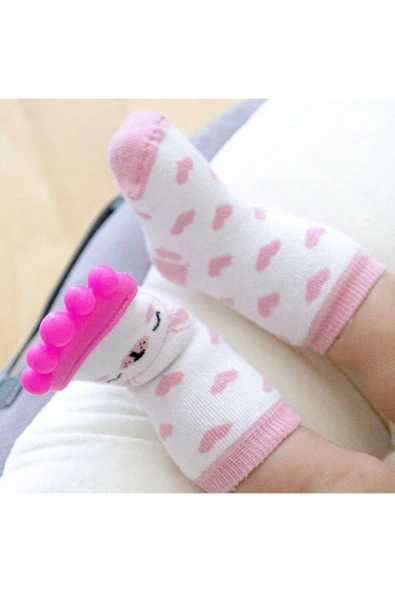 Babyjem Silikon Diş Kaşıyıcılı Havlu Bebek Çorap Pembe(1 Adet) ürün görseli 1