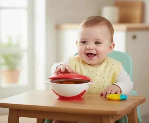 Babyjem 565 Vakumlu Mama Tabağı Kırmızı ürün görseli 1